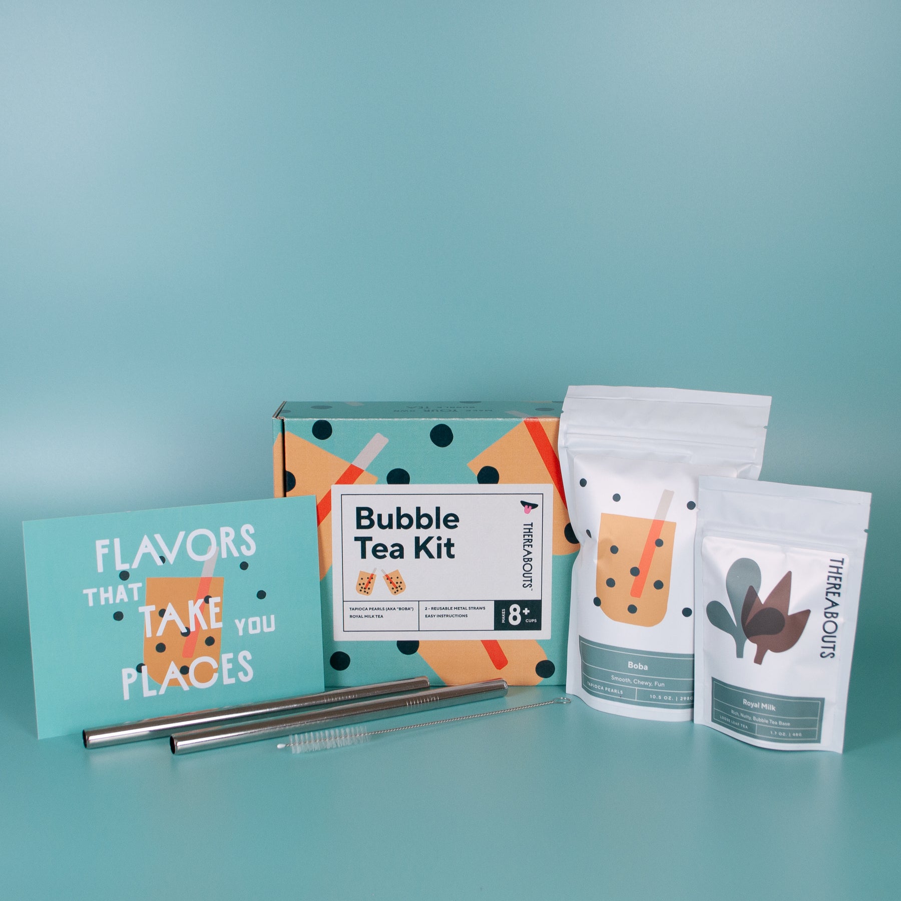 Flavor Purveyor Bubble Tea Kit, Easy DIY Boba Tea Kit, Includes Tapioca  Boba Pearls, Royal Milk Loose Tea Leaves 2 Reusable Straws, Vegan and  Dairy-Free 4 Piece Set